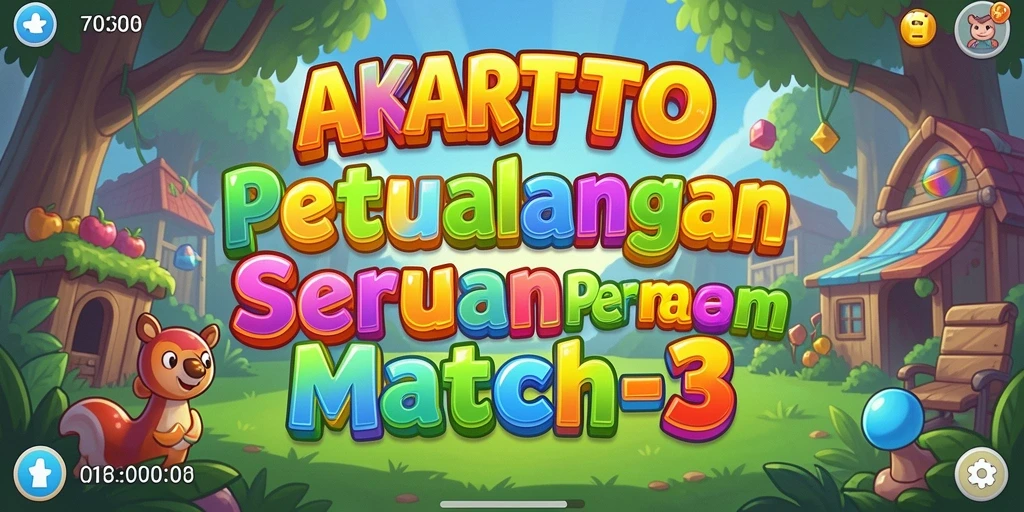 Screenshot gameplay AKARTOTO menampilkan kombinasi permata yang menantang.