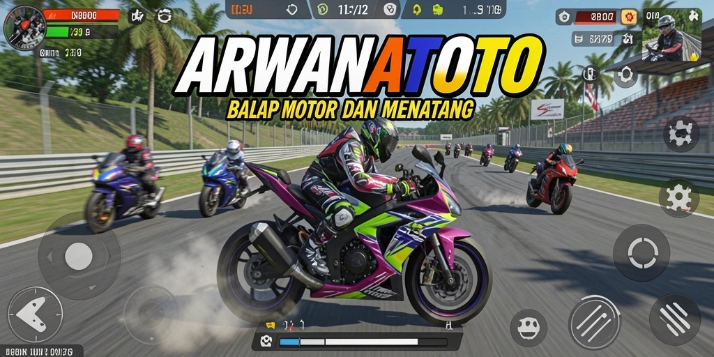 Tampilan gameplay seru balap motor di ARWANATOTO.