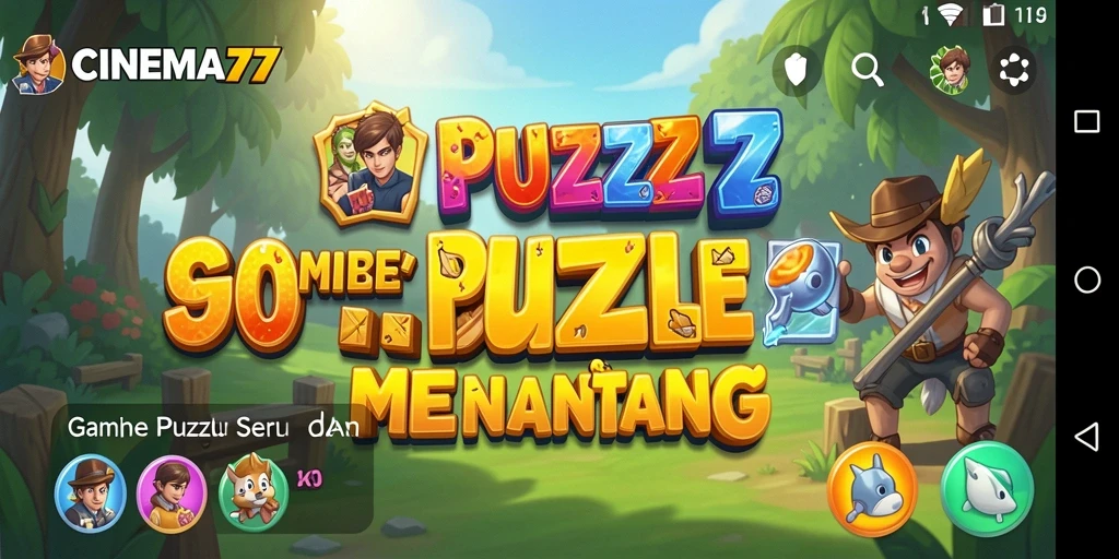 Screenshot gameplay CINEMA77 yang menampilkan tantangan puzzle menarik.