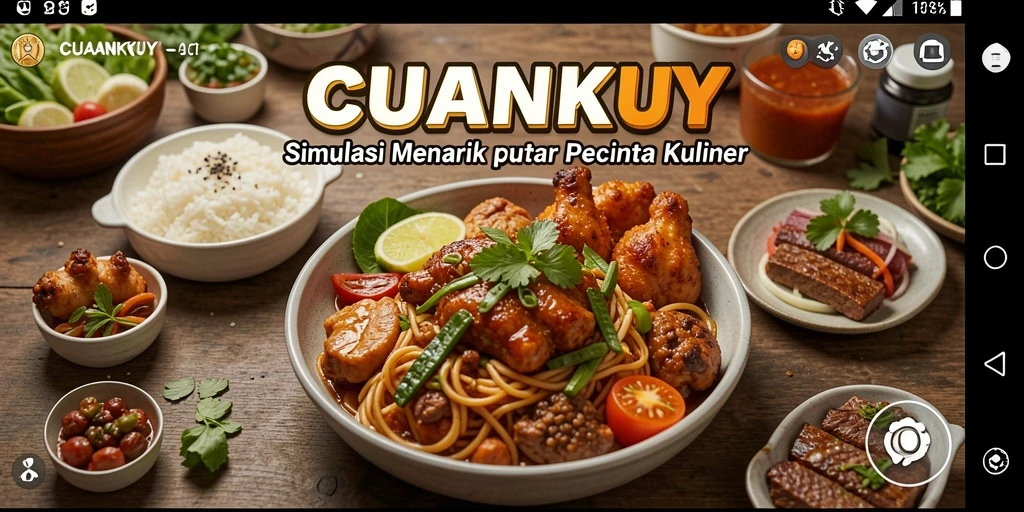 Tampilan gameplay <strong>CUANKUY</strong> menampilkan chef sibuk menyiapkan hidangan lezat.