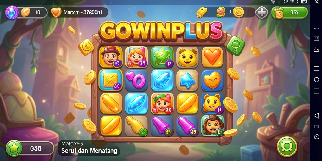 Tampilan gameplay GOWINPLUS yang seru dengan elemen Match-3.