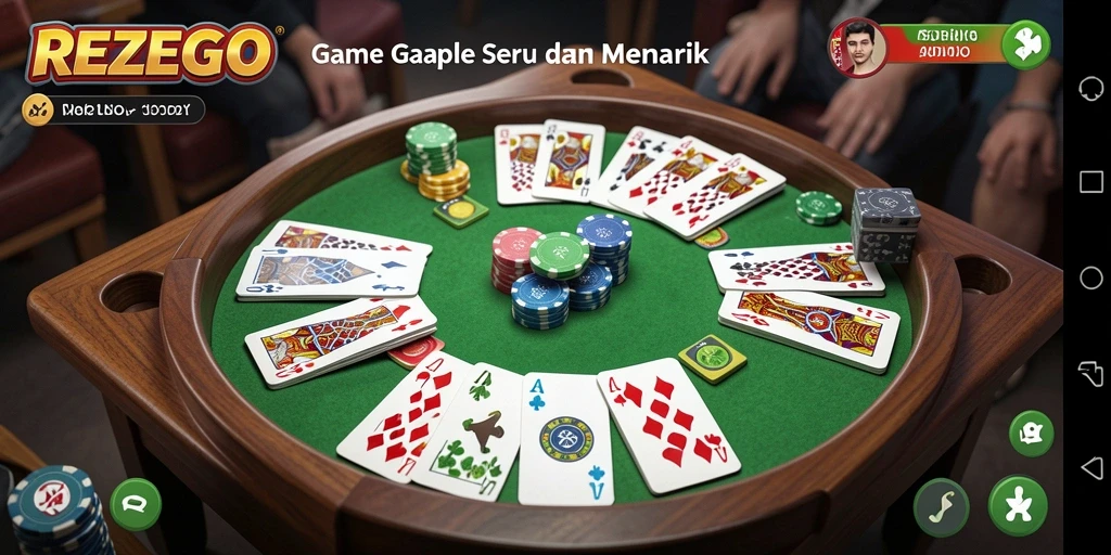 Tampilan gameplay seru dari REZEGO yang penuh strategi Gaple.